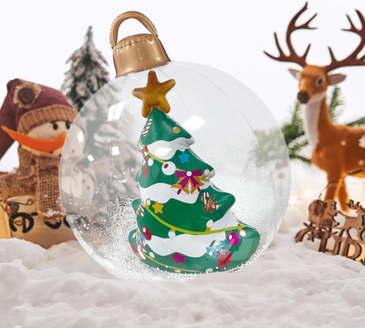 Inspire Essentials GlowOrb 60 Cm Giant Inflatable Christmas Ball With LED Lights Transparent Outdoor Ornament c No Light