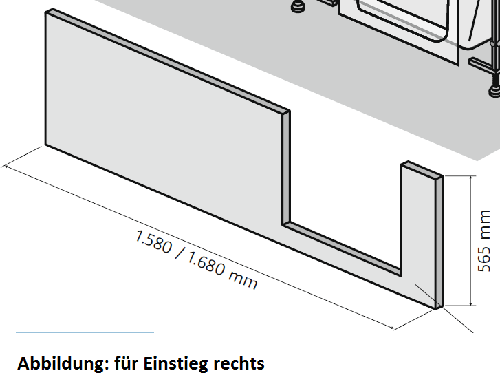 HSK Duschkabinenbau KG HSK Dobla Frontschürze, 160cm, für Einstieg rechts, 540163 540162