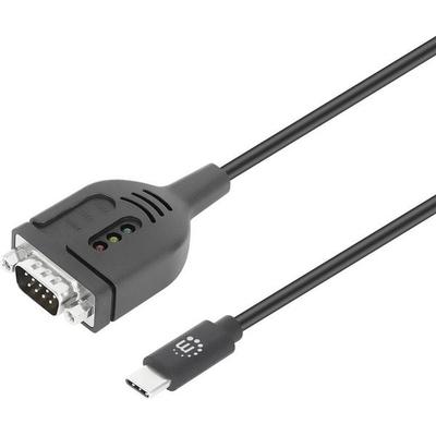 Manhattan Seriell Adapterkabel [1x USB-C® Stecker - 1x Seriell (9pol.)] 100 cm Schwarz