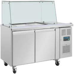 Polar U-Serie Premium Zweitürige Saladette Thekenkühlschrank der mit Schutz