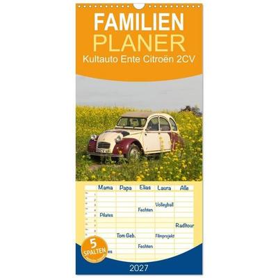 Familienplaner 2027 - Kultauto Ente Citroën 2CV mit 5 Spalten (Wandkalender, 21 x 45 cm) CALVENDO
