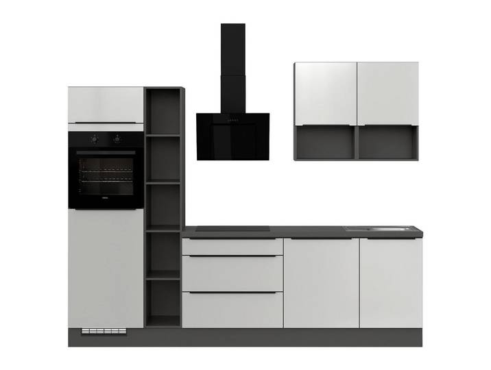 Impuls Küchenleerblock, Weiss Hochglanz, Holzwerkstoff, 3 Schublade(n) Schubladen, nur wie online abgebildet bestellbar, 280 cm, RAL Testat, Pefc, Goldenes M, Made in Germany, vormontierter Korpus, seitenverkehrt erhältlich, Küchen, Küchenblöcke, Küchenzeilen, Küchenzeilen ohne Geräte