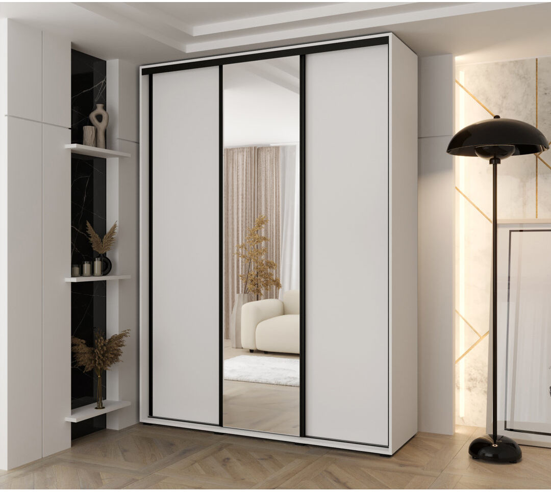 Metro 3 Door Wardrobe White 235.2cm H x 180cm W x 45cm D