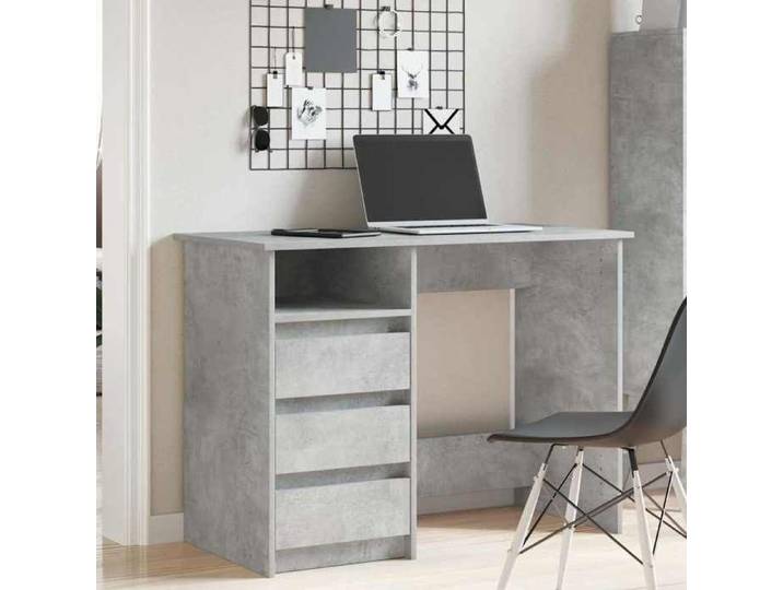 Bureau Gris CHEZ JILL Table de travail 1 personne gris béton 102x50x75 cm bois d'ingénierie BBB785