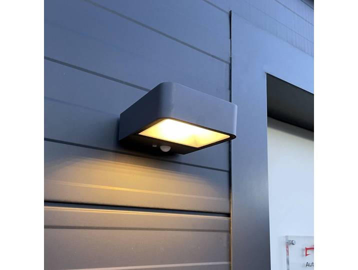 MEGATRON Megatron Wandia LED-Solarwandleuchte, Sensor, schwarz, Aluminium, Wandlampe