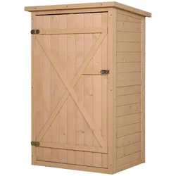 STILVORA Geräteschrank Holz Natur 75x56x115 cm, wetterfest, 2 Böden, abschließbar
