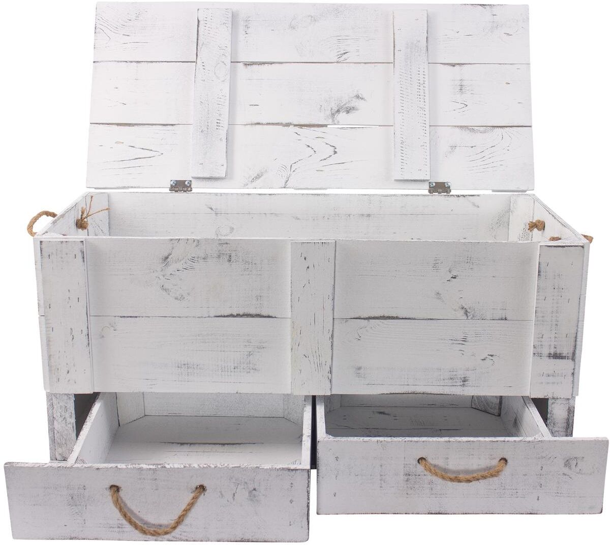 Holzkiste HOLZ ZOLLHAUS "Vintage Shabby Weiss, 85 x 40 cm", weiss (weiß), B:85cm H:40cm T:38,5cm, Aufbewahrungsboxen, Holzkiste, Herkunftsland Ukraine, Holzart Kiefer weiß B/H/T: 85cm x 40cm x 38,5cm