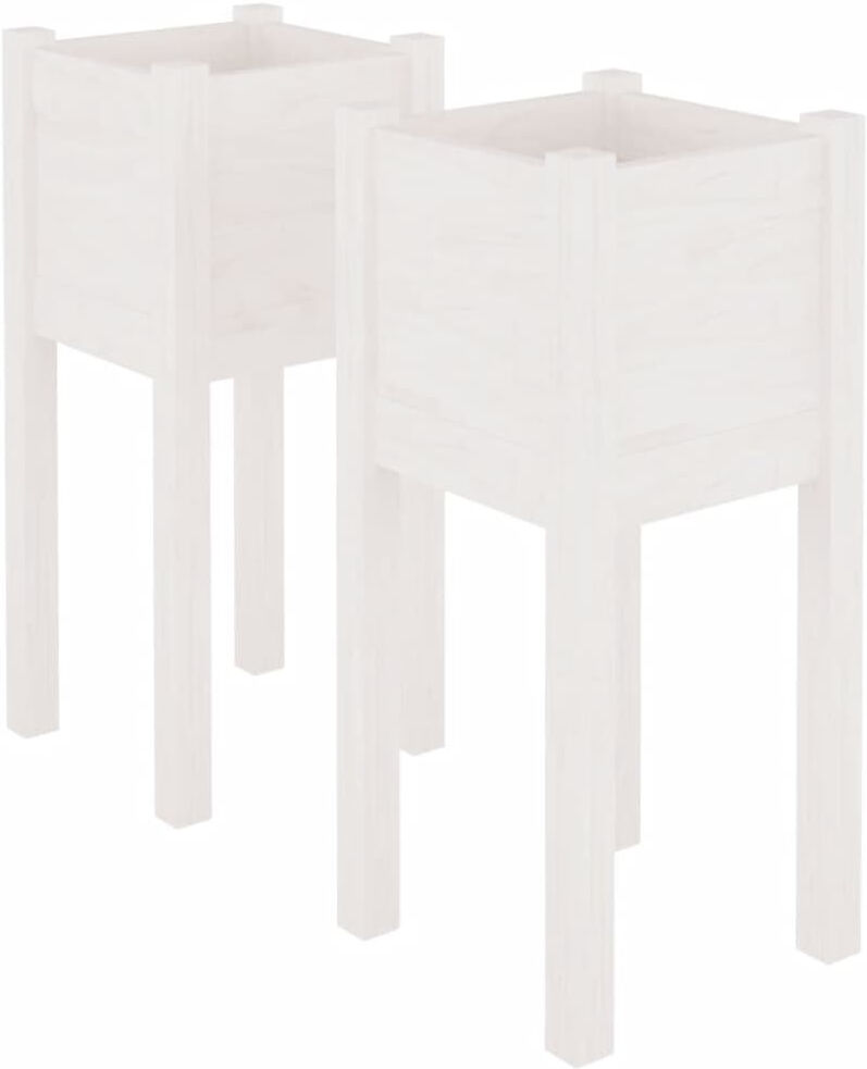 Dakota Fields Alastar Wood Elevated Planter White 70cm H x 31cm W x 31cm D
