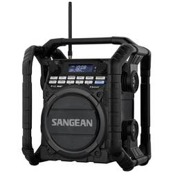 Sangean U-4 DBT+ Baustellenradio DAB+, UKW AUX, Bluetooth®, USB Akku-Ladefunktion, wiederaufladbar, wasserdicht, stoßfest Schwarz A500422