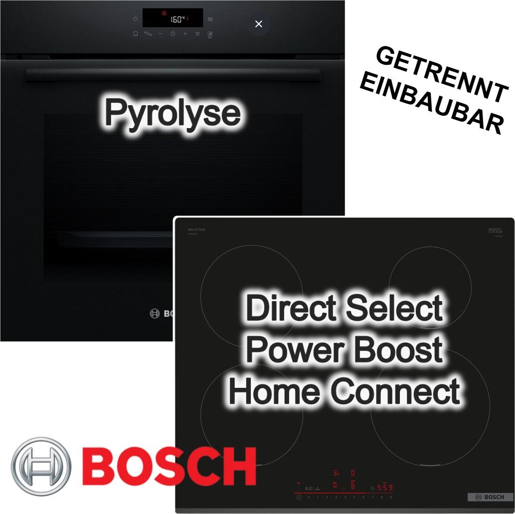 BOSCH Herdset Pyrolyse 3D Heißluft + Induktionskochfeld HomeConnect DirectSelect