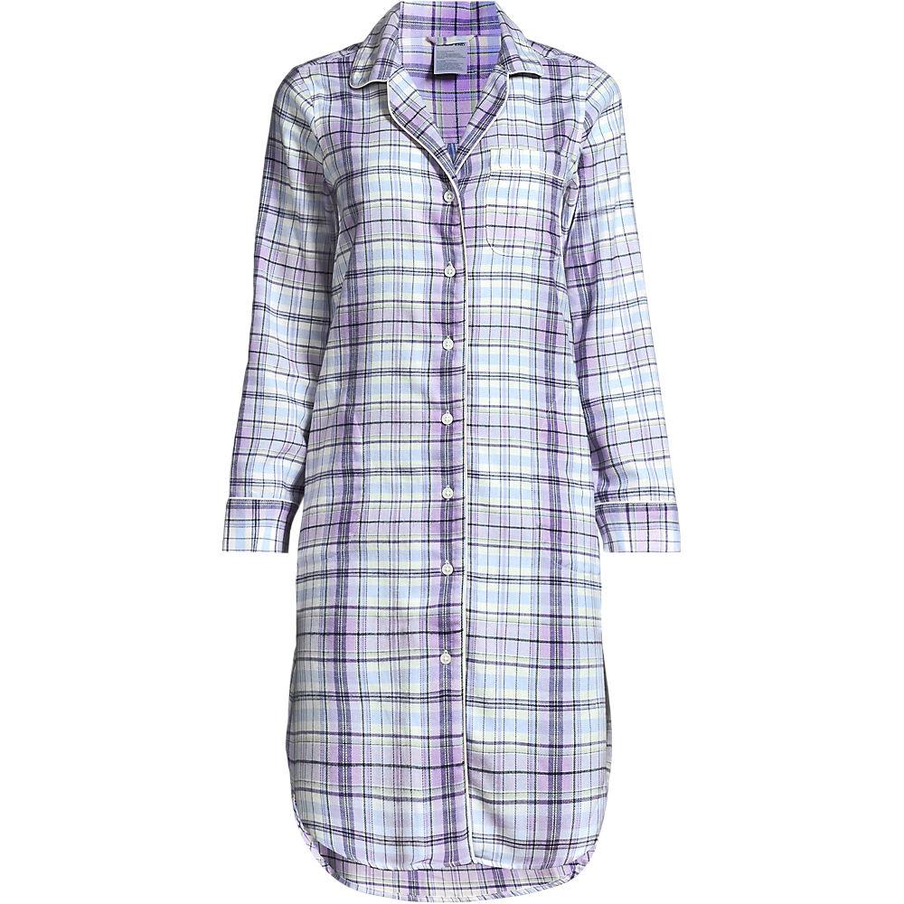 Flanell-Nachthemd aus reiner Baumwolle, Damen, size: regular, Blau, Baumwolle, by Lands' End