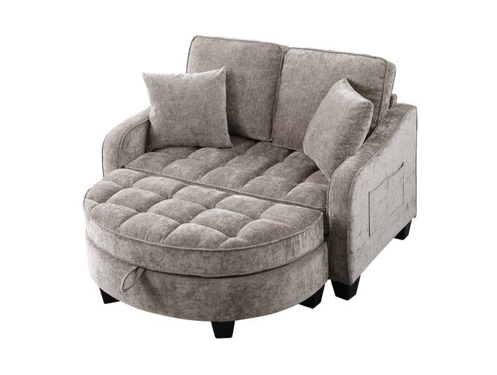 Canapé convertible relax 2 en 1 avec rangement, 132x129x93 cm, brun