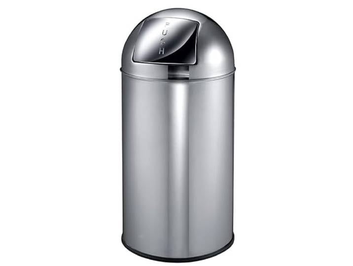 PROREGAL Abfallbehälter mit Pushdeckel & Inneneimer aus Metall 40 Liter, HxBxT 74x34x34cm Edelstahl/Silber