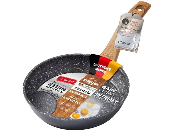STONELINE Back to Nature Bratpfanne, 18 cm, antihaftbeschichtete Pfanne mit echten Steinpartikeln, alle Herdarten inkl. Induktion, fettfreies Braten