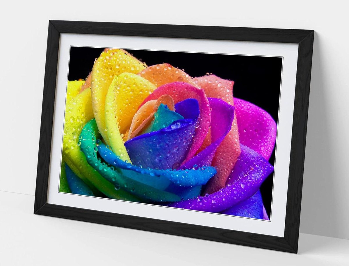 Wanddecoratie Print Schilderij Poster met Houtnerf Effect en Zwart Frame - 35 x 26 cm