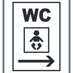HB-Druck WC Wickelraum rechts Schild A4 Rückseite selbstklebend