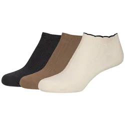 3er Pack camano Comfort Structured Baumwoll Sneakersocken Damen 1030 - egret 35-38