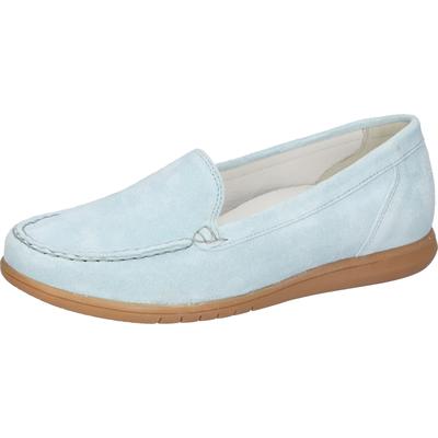 Mokassin WALDLÄUFER "H-Wanda", Damen, Gr. 4,5 (37,5), Leder Textil, blau (hellblau), Veloursleder, unifarben, Schuhe Mokassin, Slipper, Schlupfschuh, Halbschuh in Komfortweite H (= sehr weit)