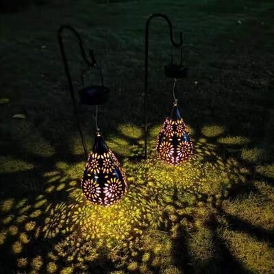 Combo Retail Shop Solar Powered Outdoor Lantern, Waterproof Light, Hollowed out Iron Art, Solar Decorative Projection Light Lamp For Yard Solar Powered Outdoor Lantern, Waterproof Light, Hollowed out Iron Art, Solar Decorative Projection Light Lamp For Ya