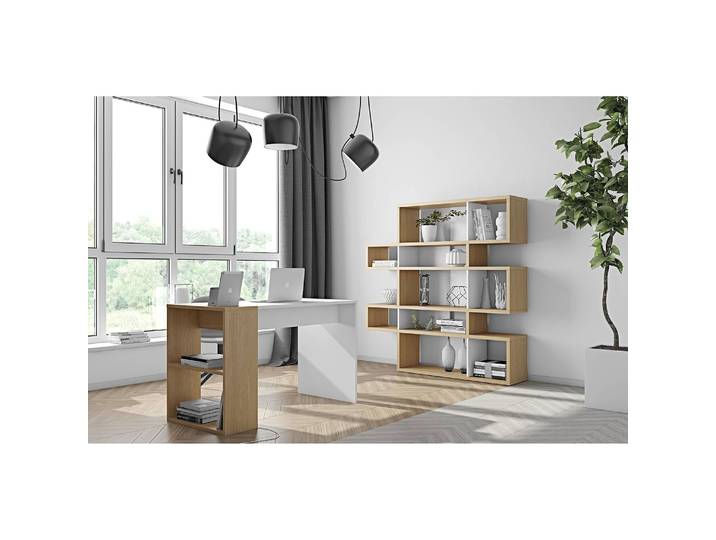 Regal II Korpus: Wabenplatte, furniert Rückwand: Wabenplatte, lackiert Braun/Eiche/Weiß 156 x 160 x 34cm
