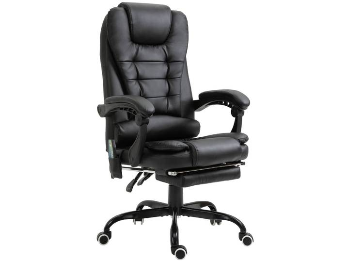 Fauteuil bureau direction massant inclinable repose-pied coussin noir
