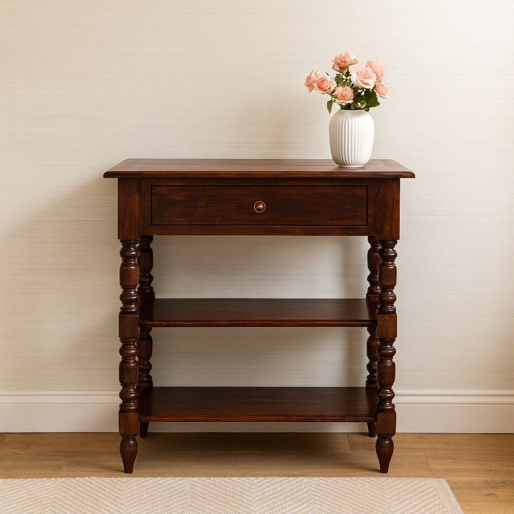 Rosalind Wheeler Side Table Solid Wood Top Four Leg Square Side Table Brown 70cm H X 60cm W X 35cm D