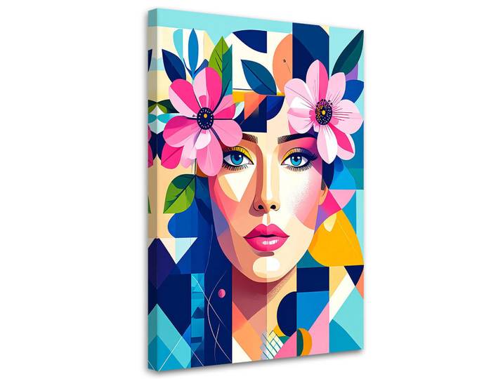 Feeby Leinwandbild Porträt einer Frau inspiriert vom Bauhaus 70x100cm, Mehrfarbig, Person/Charakter, Rechteckig, 70x100 cm, Bilder & Rahmen, Bilder, Leinwandbilder