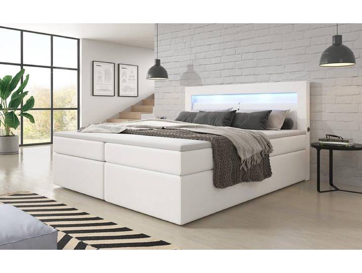 Boxspringbett Repos mit LED und USB - 200x200 - Braun - H3 (70-100kg) - Luxusbetten24