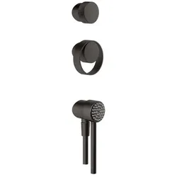 Gessi Outdoor Einhebelmischer, Umsteller und Handbrausen-Set für Außendusche 63203, 63212707, Farbe: Metall Schwarz gebürstet PVD