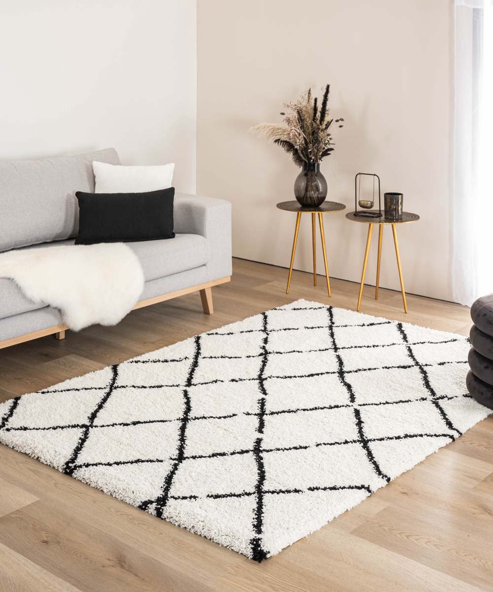 Berber vloerkleed Artisan wit/zwart, rechthoekig, 100 x 200 cm