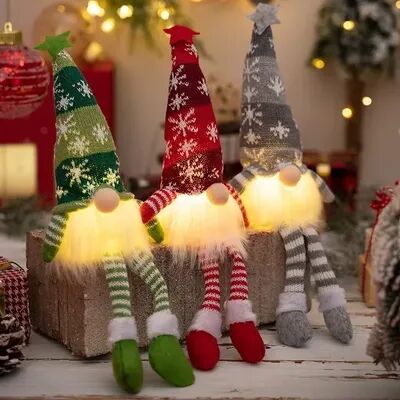 Discount Dollar Deals LED Light Plush Christmas Faceless Doll Gnome Ornaments, Tree Pendant Decorations a2