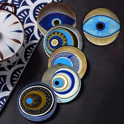 Uplifted Finds Artisan Vision Coasters   6 Pack Devil's Eye Wooden Table Protection   Executive Studio & Mystic Sanctuary Decor Artisan Vision Coasters   6 Pack Devil's Eye Wooden Table Protection   Executive Studio & Mystic Sanctuary Decor