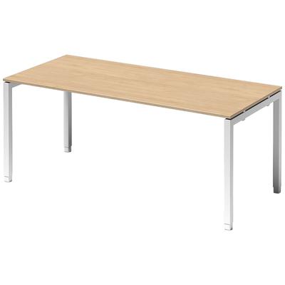 Bisley Cito höhenverstellbarer Schreibtisch 180x80 cm, Tischplatte in Ahorn, Gestell in Weiß - PC Tisch für's Büro manuell höhenverstellbar,