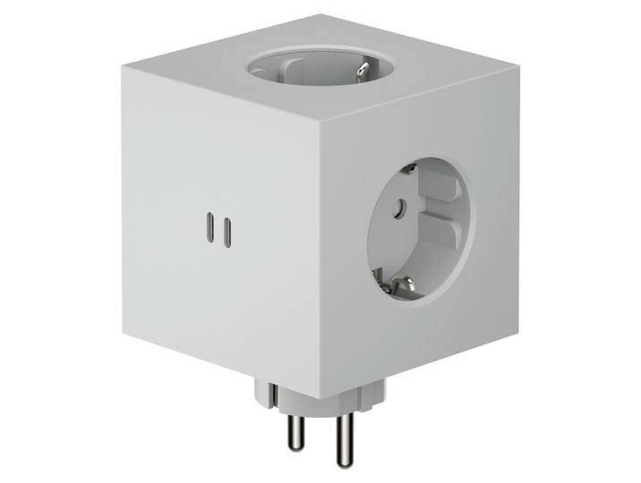 Avolt Steckdosenwürfel Square 2, Hellgrau, Kunststoff, 7.6x7.6x11.3 cm, CE, ohne Kabel, Elektrogeräte, Elektronik-Zubehör, Steckdosen & Stecker
