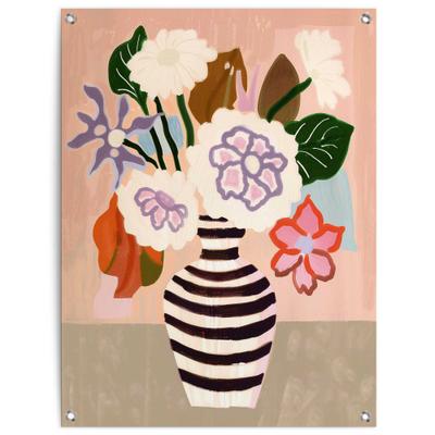 Poster REINDERS "Black White Striped Vase", bunt (farbe bild(er): mehrfarbig), B:60cm H:80cm T:0,1cm, Bilder, Poster, Garten - Mehrfarbig - Leinwand - Blumen und Pflanzen - 60x80 cm