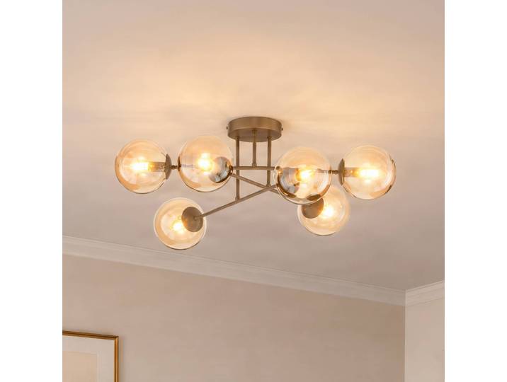 Deckenlampe ROMA EMIBIG LIGHTING, dimmbar, creme / amber, für Wohn- / Esszimmer, Glas, Modern, Deckenlampe