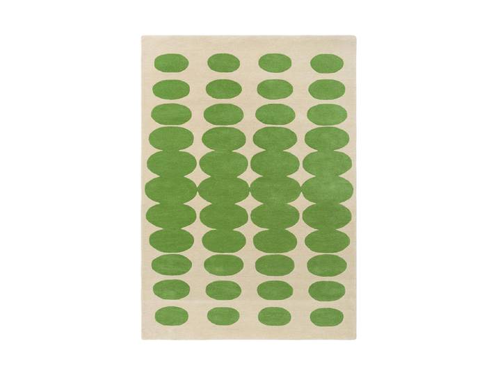 Designer Teppich „Optical Oval“ - handgetuftet, aus 100% reiner Schurwolle Green/Cream 120 x 180 cm ORLA KIELY