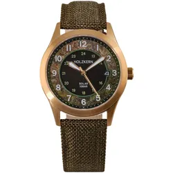Holzkern Solaruhr für Damen und Herren Wildlight Moos/Goldfarben