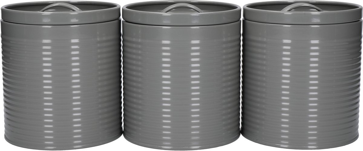 KitchenCraft 3-delige voorraadset met bamboe deksels, grijs