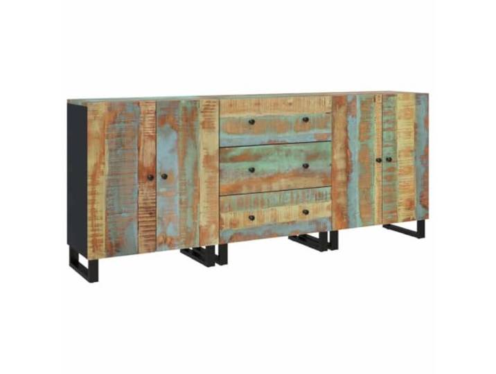 3-teiliges Sideboard aus recyceltem Massivholz mit viel Stauraum Robuste Oberfläche, variable Farbtöne, nachhaltig, Montageanleitung inklusive, Wandbefestigung