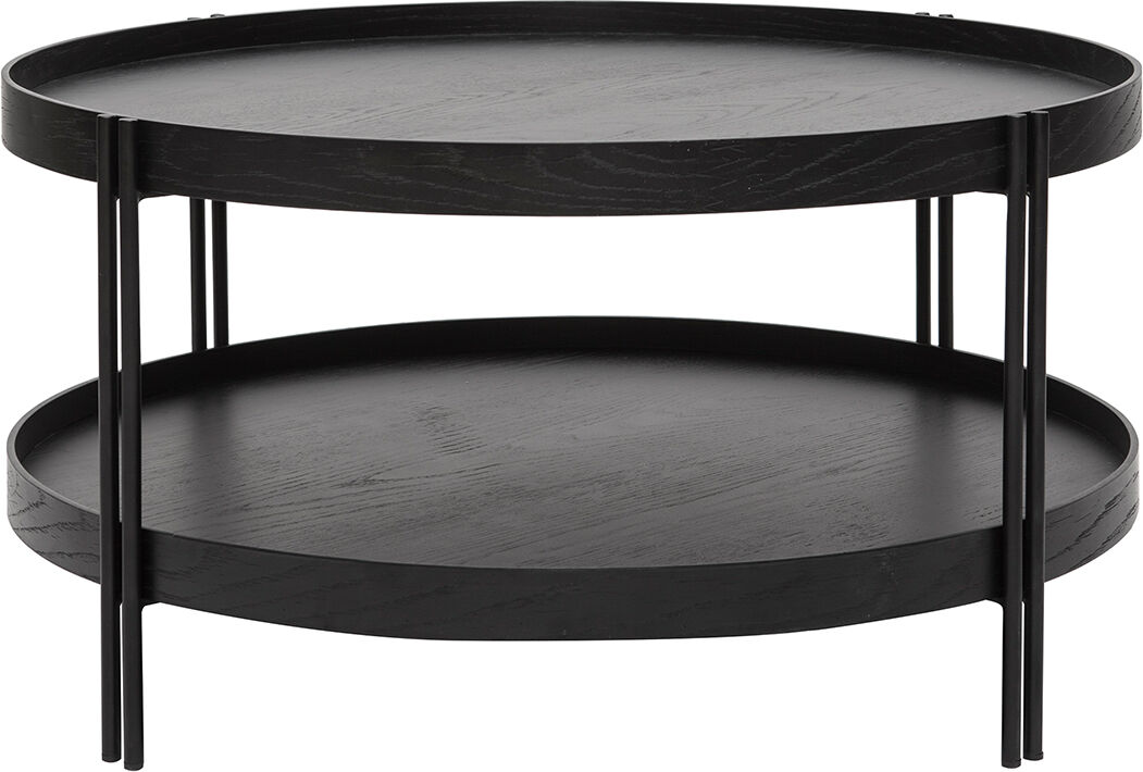Miliboo Runder Couchtisch aus Eiche schwarz und Metall D80 cm TWICE