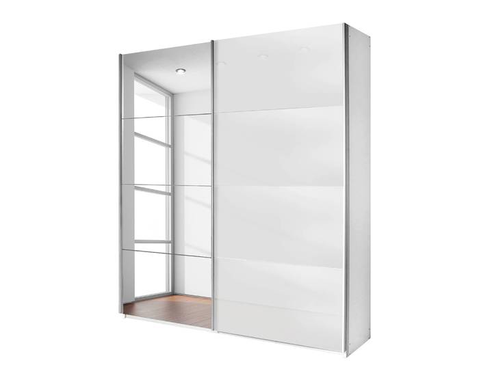 Schwebetürenschrank Spiegel 181 x 230cm Weiß