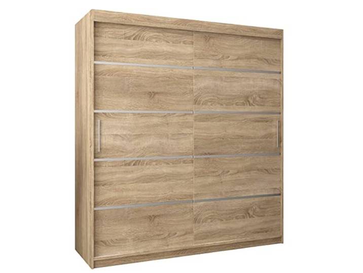 MEBLE KRYSPOL Schwebetürenschrank Verona 1 180 cm Kleiderschrank mit Kleiderstange und Einlegeboden Schlafzimmer- Wohnzimmerschrank Schiebetüren Modern Design (Schubladen: 0, Sonoma)
