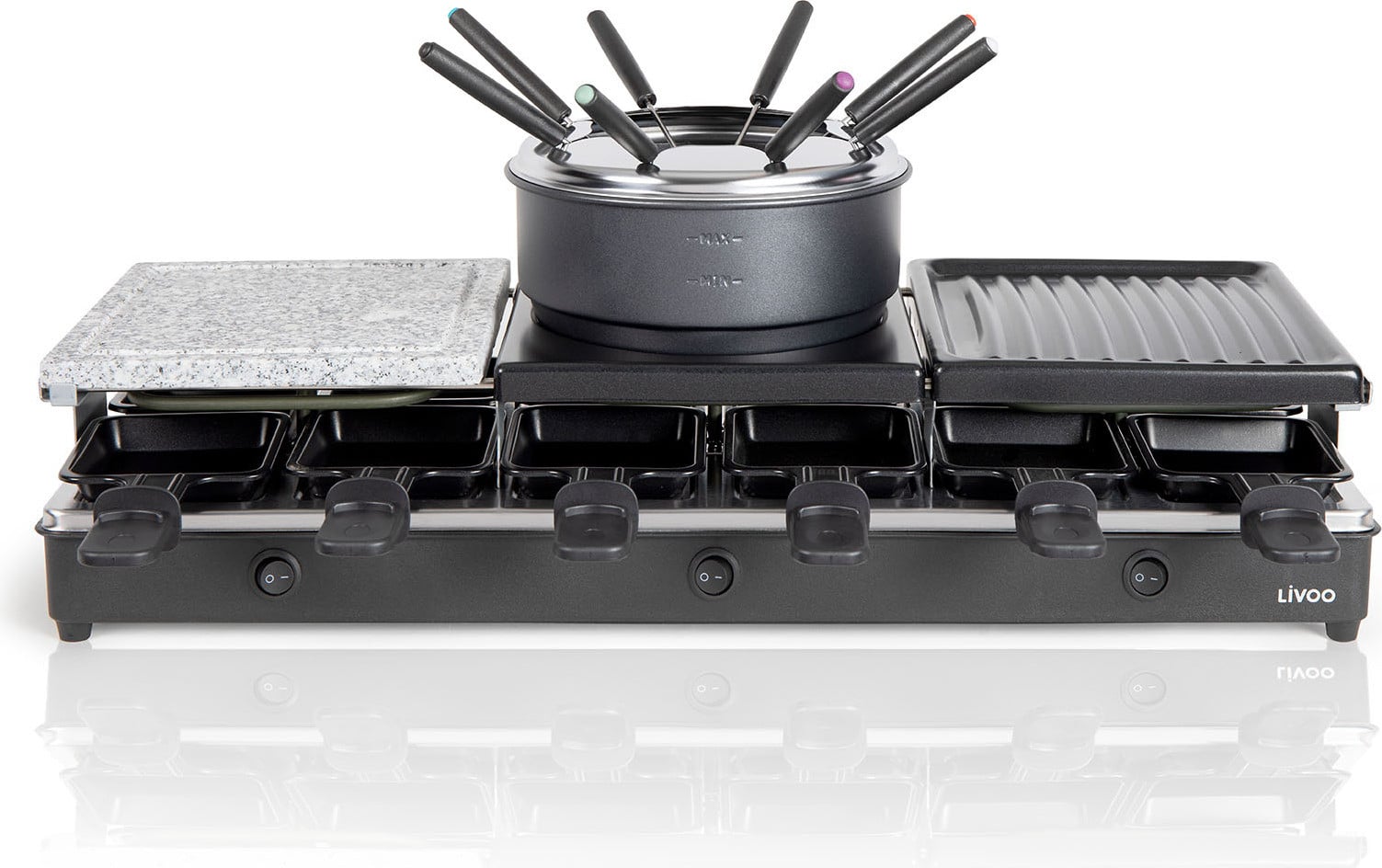 Livoo DOC234 zwarte metalen rechthoekige airfryer met bedieningsknoppen 1650 W