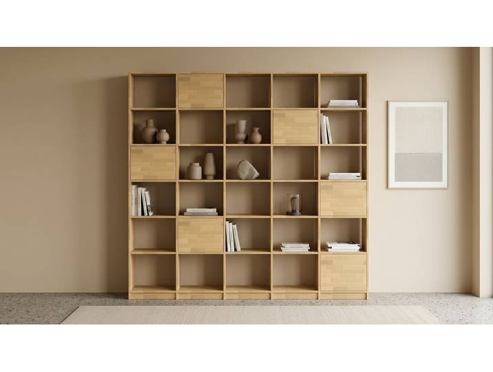 Stylisches Wohnzimmerregal - Regalsystem mit vielen Optionen Buche Natur geölt