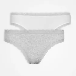 SNOCKS Thong Lace 2er Set grey/white - XS