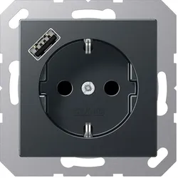 JUNG, Steckdose, A1520-18AANM m.USB Typ A Steckdose SCHUKO