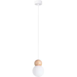 Sollux SL.1390 Hängeleuchte PEKKA 1 weiß/naturfarbenes Holz