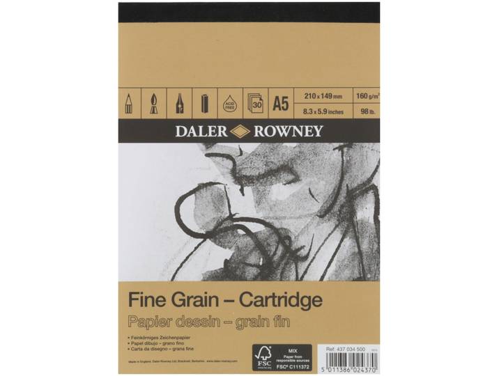 Daler-Rowney Daler Rowney Block A5 Zeichenpapier 160gr. mit Spirale 30 Blatt
