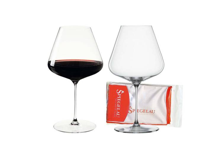 Spiegelau Burgundergläser + Poliertuch Definition transparent 960 ml 2er Set, Transparent, Glas, Gläser, Weingläser